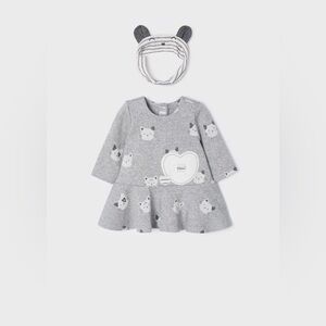 Mayoral Gray Dress with Cute Bear Design